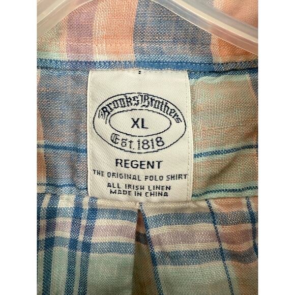 Brooks Brothers 100% Irish Linen Button Down Polo Shirt Regent Fit XL - Picture 3 of 7
